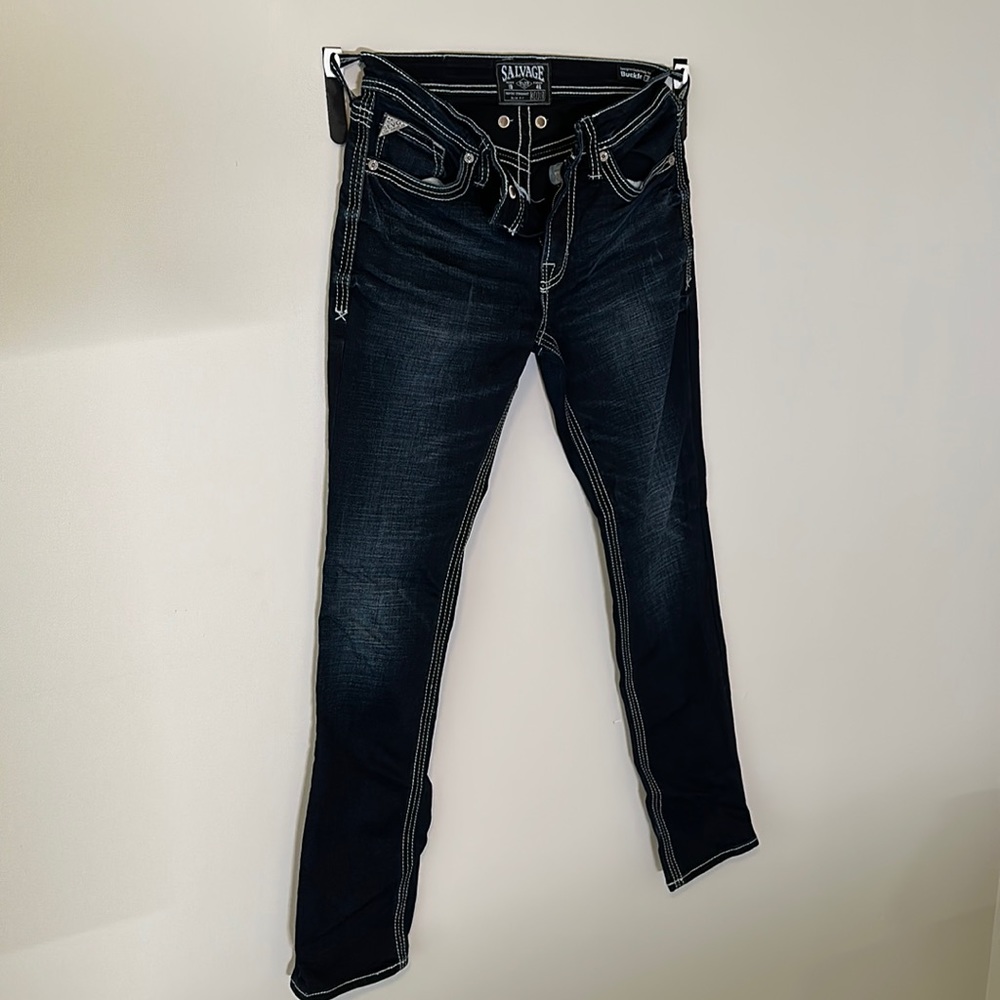 Salvage Havoc Straight buckle jeans.